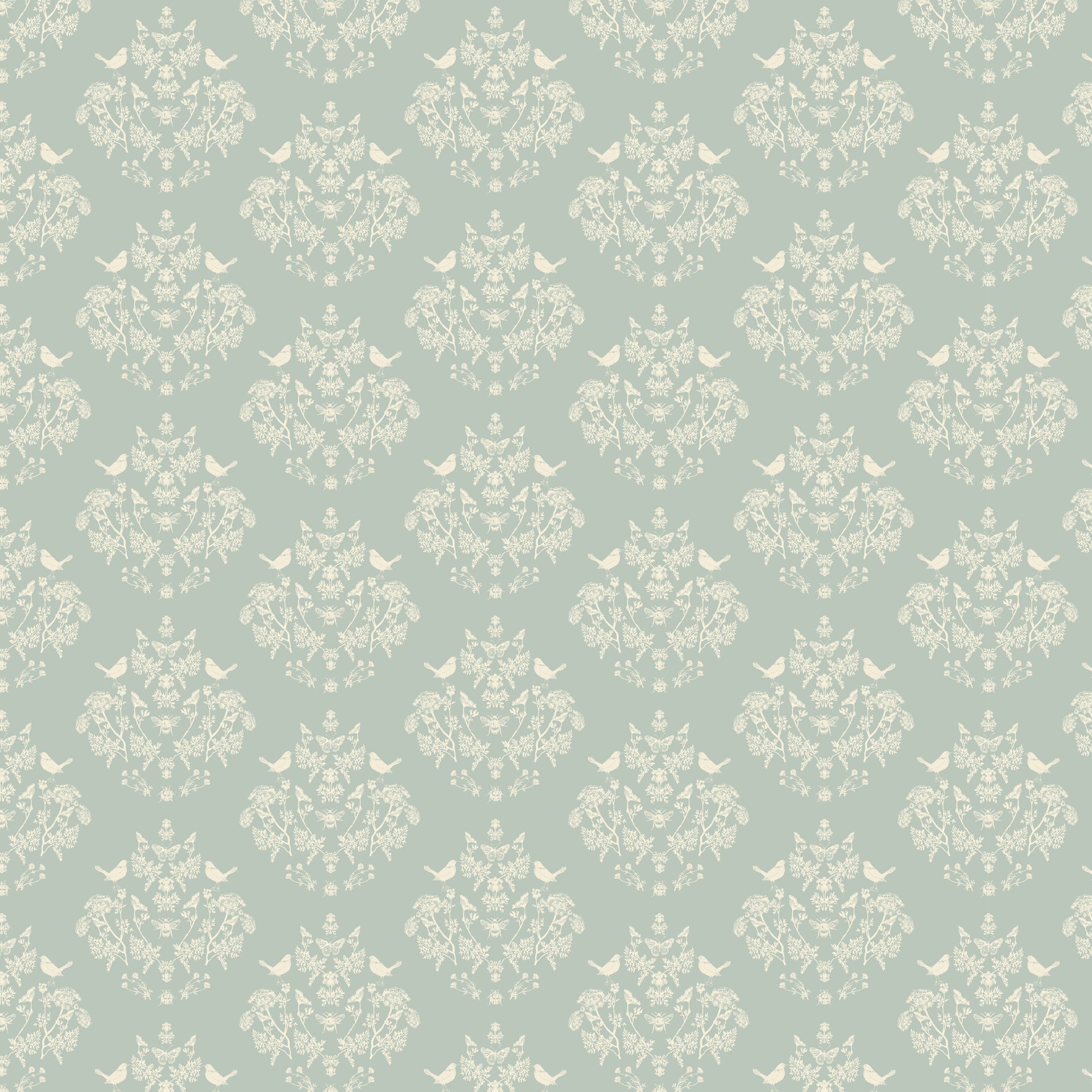 Bridgerton Romantic Floral Wallpaper in Sage-Green and Cream