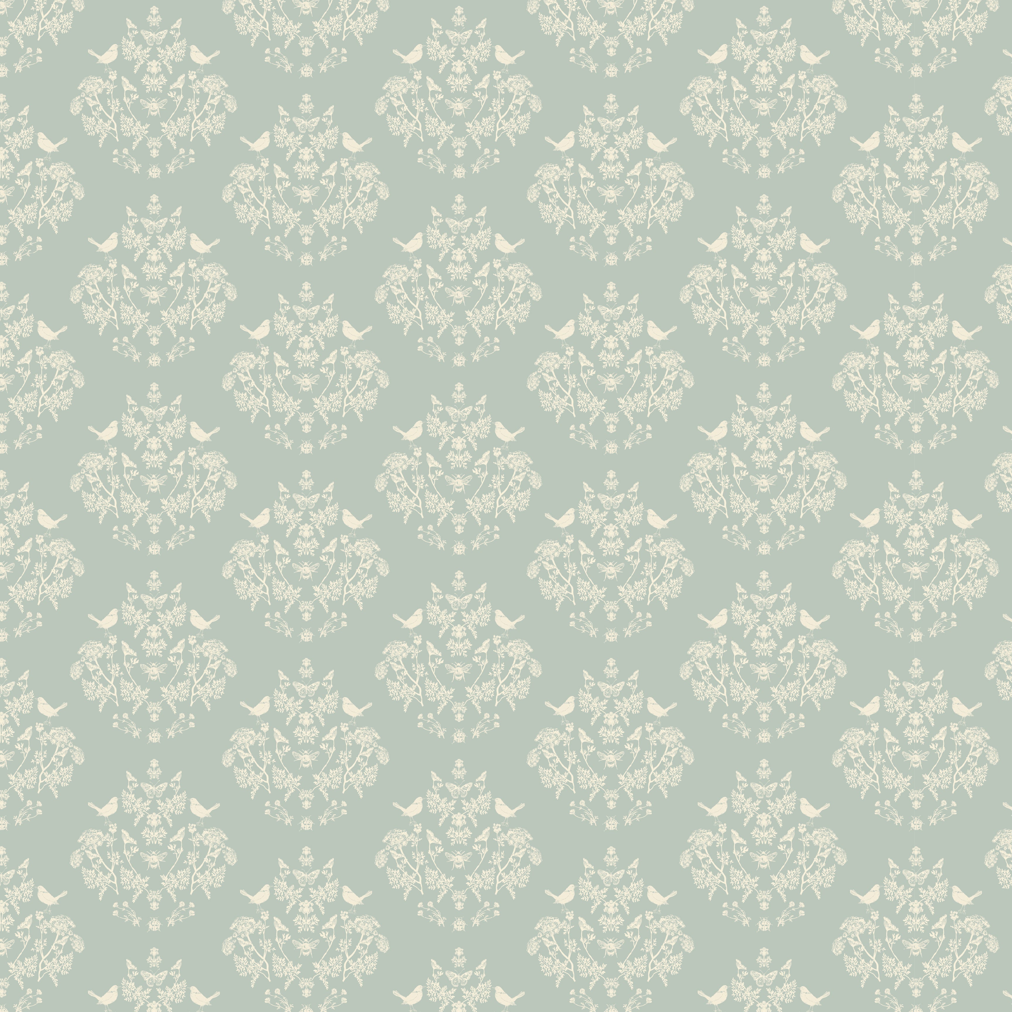 Bridgerton Romantic Floral Wallpaper in Sage-Green and Cream
