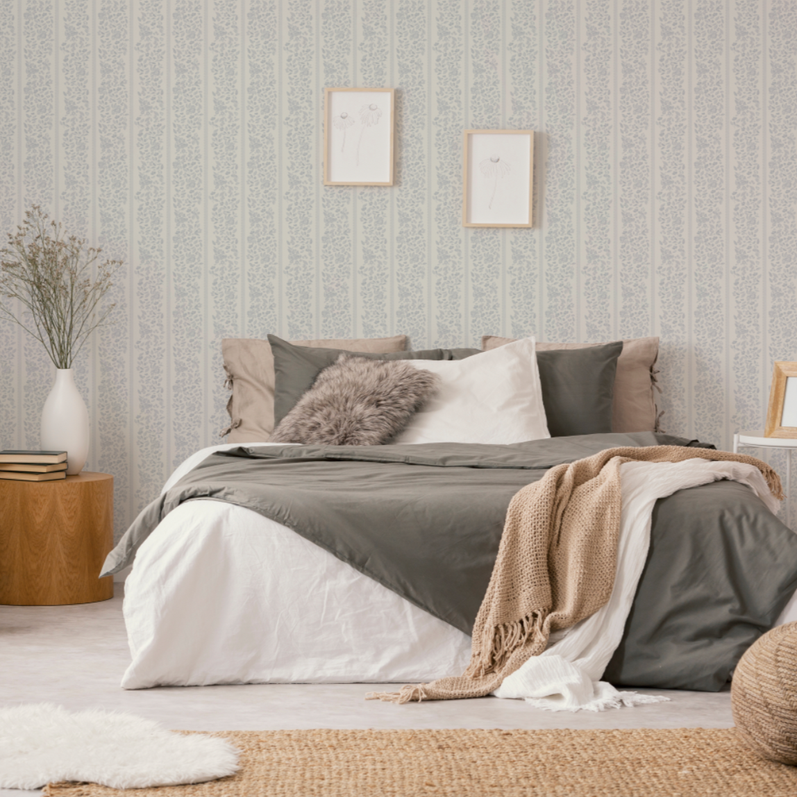 Bridget Floral Removable Wallpaper in Dusty-Rose & Pale-Blue