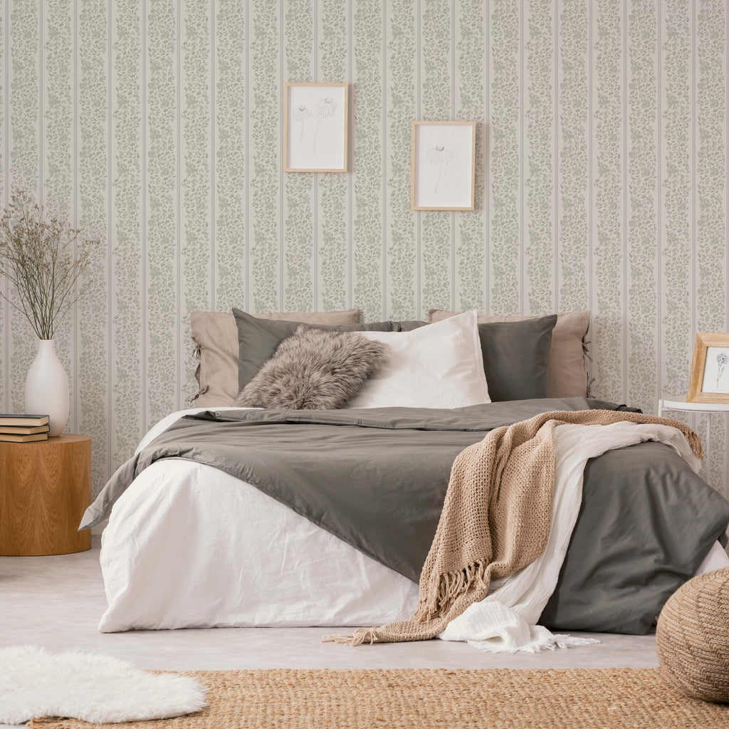 Bridget Floral Removable Wallpaper in Dusty-Rose & Pale-Blue