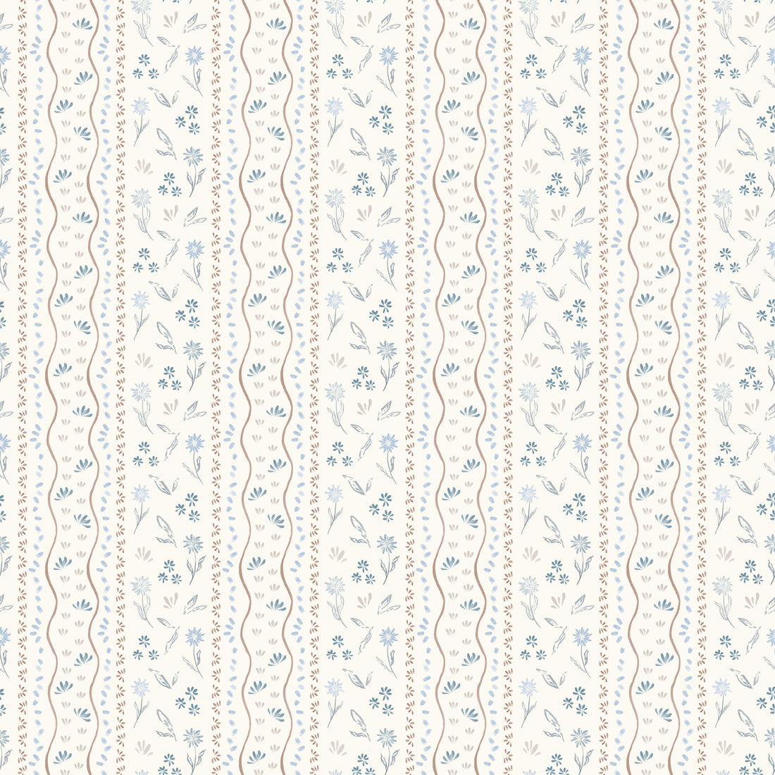 Brighton Floral Wallpaper in Terracotta Sage Green and Off-White