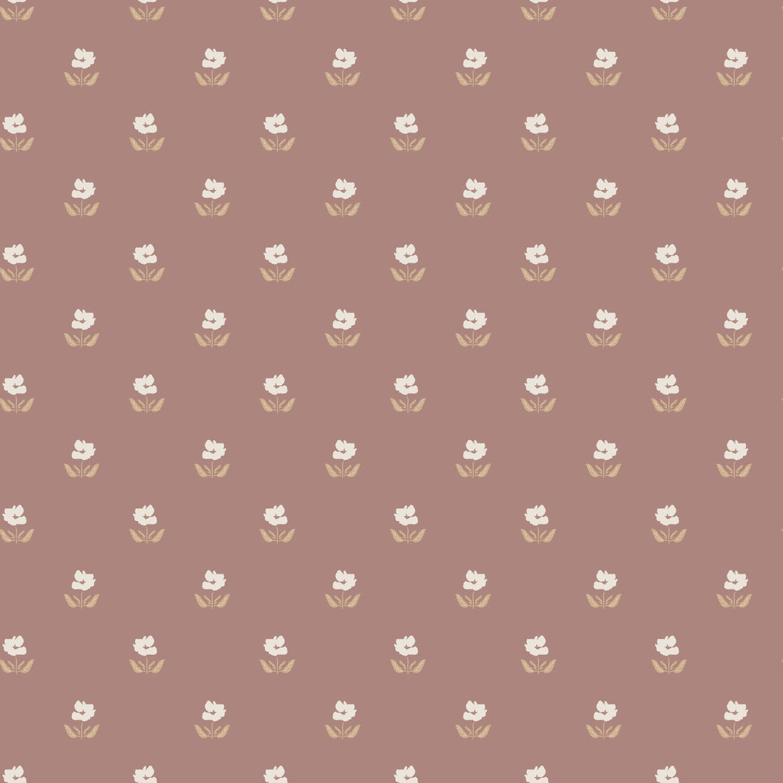 Sage Green and Muted Gold Floral Removable Wallpaper