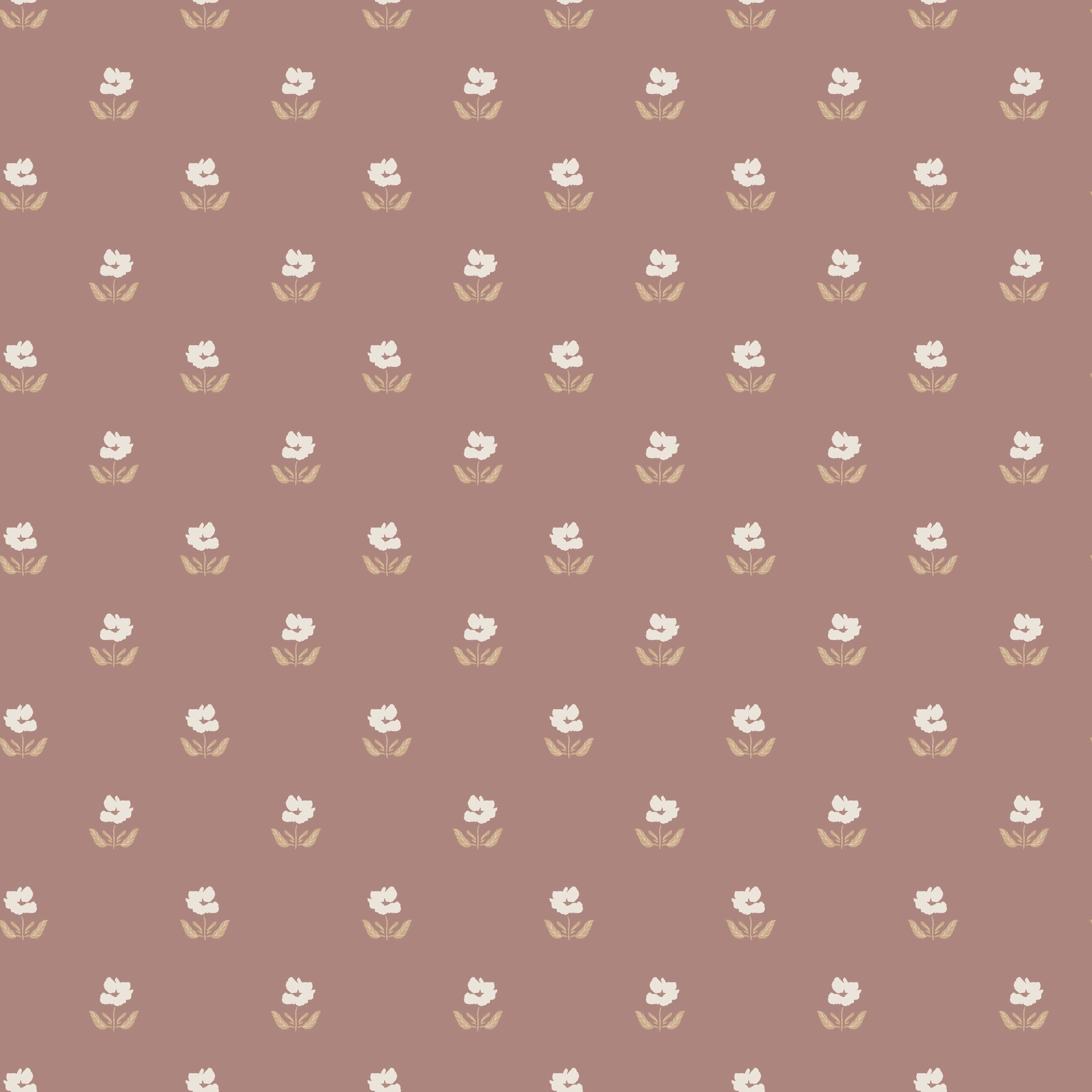 Sage Green and Muted Gold Floral Removable Wallpaper