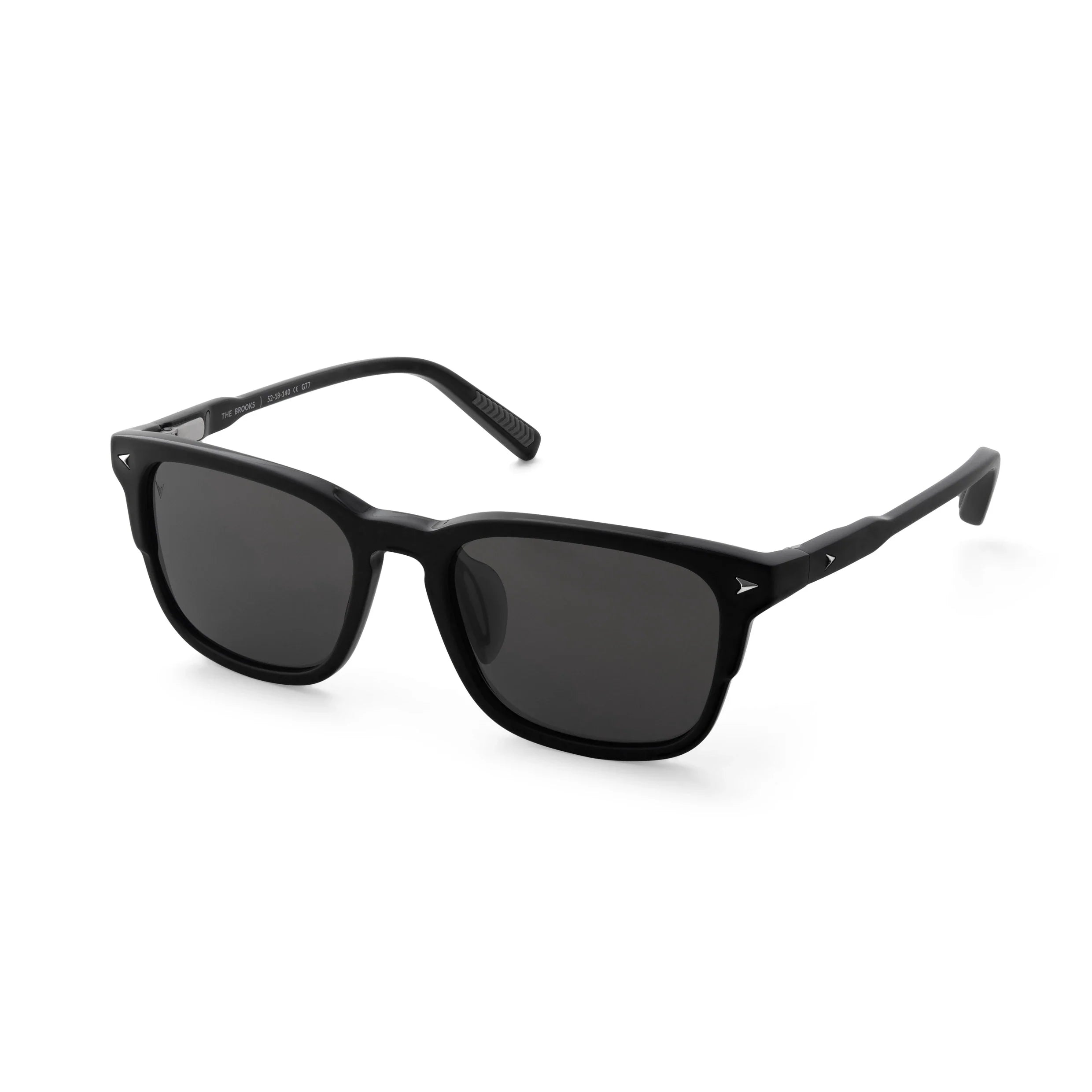 The Brooks Premium Acetate & Stainless Steel Sunglasses in Semi Matte Black