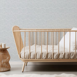 Brooks geometric wallpaper by Erin Silliman Designs in blue, green, and pink tones