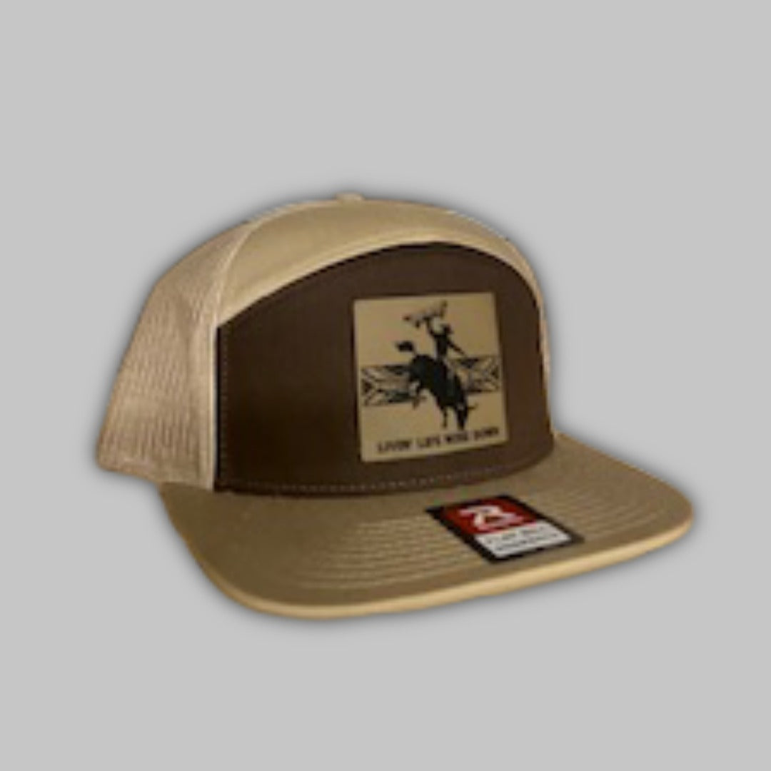 Bull Rider 7 Panel Flat Bill Snapback Hat Unisex Western Cap