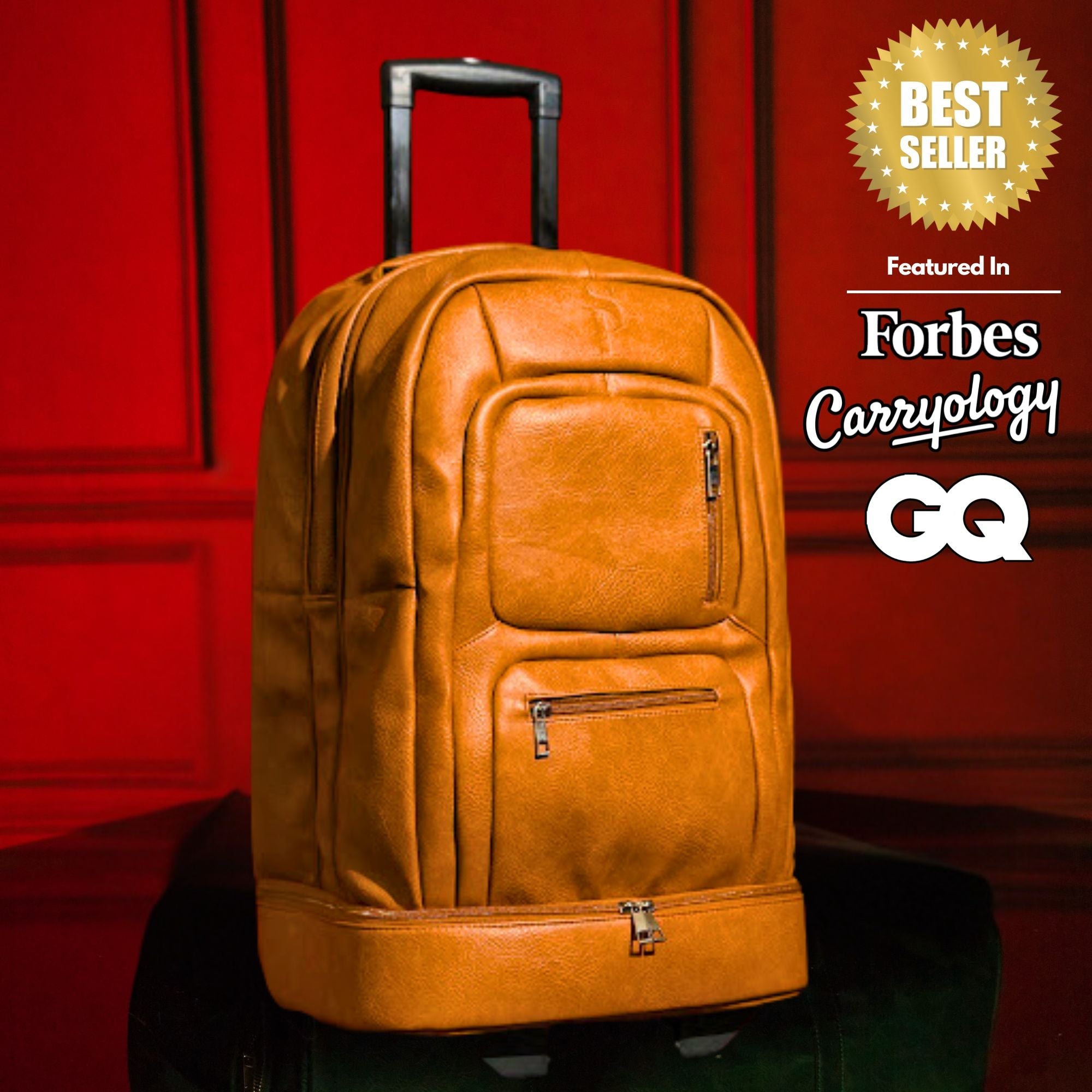 Brown Leather Carry-On Patented Roller Bag (Only 150 Made)