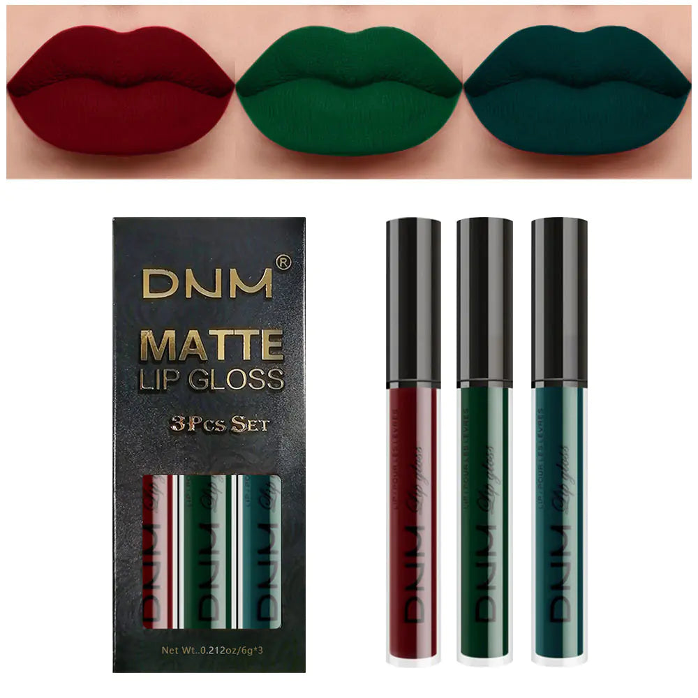 DNM Non-Stick Lip Gloss 3-Piece Set - Matte Metallic