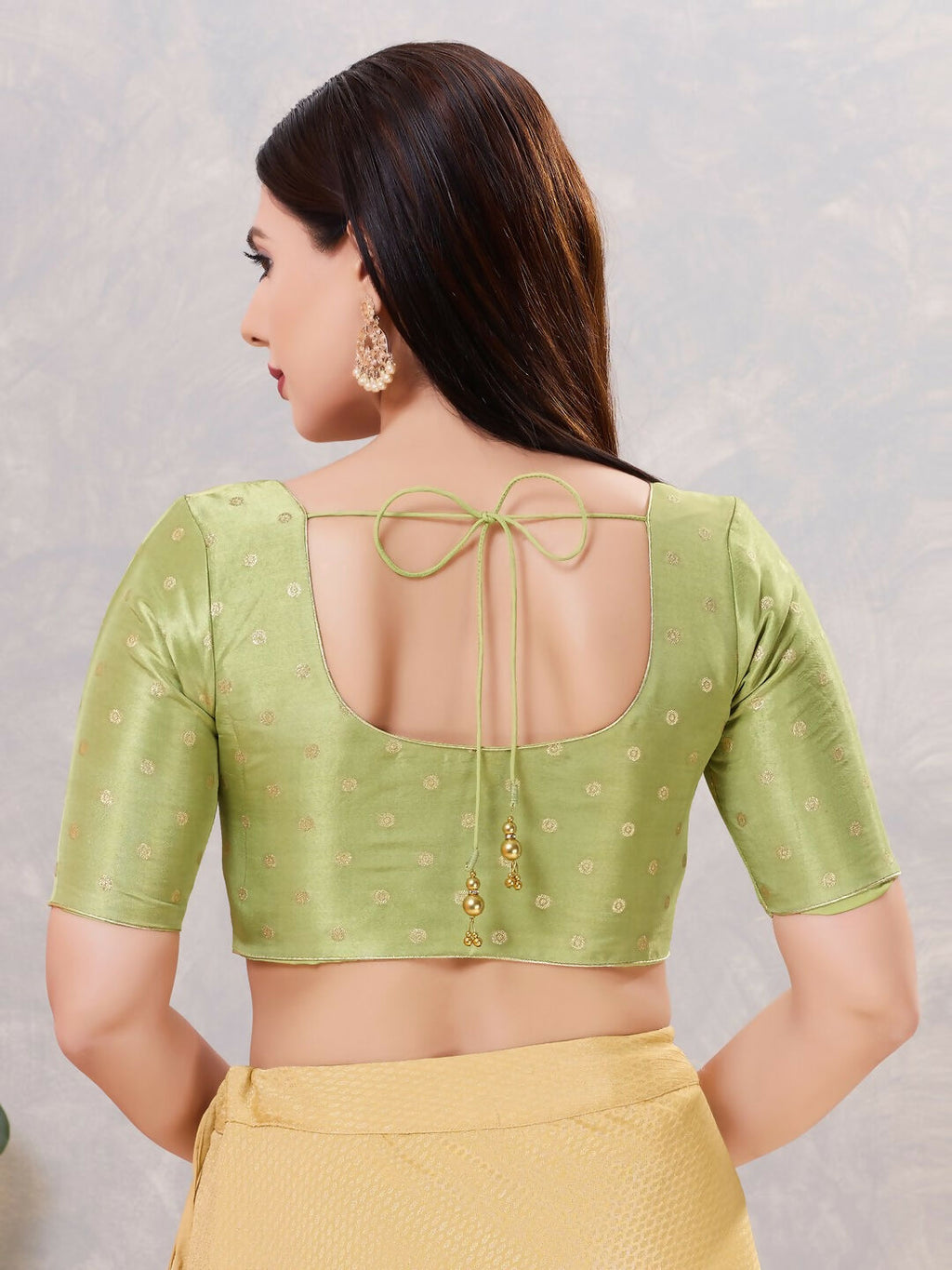 Women's Pista-Green Silk Stitched Blouse