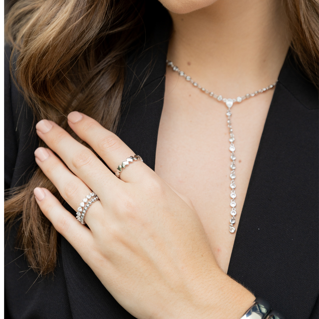 Beaded Stackable Ring - Silver