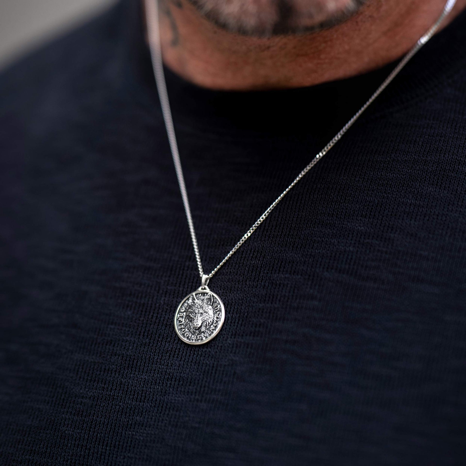 Sterling Silver Wolf Necklace Set - Resilience and Strength