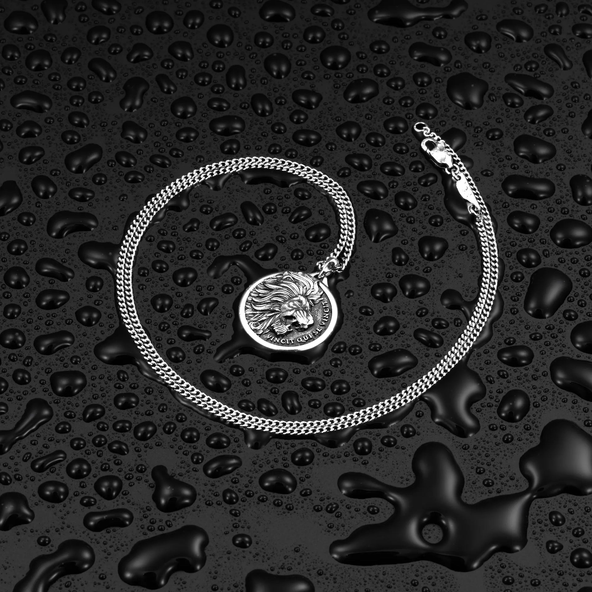 Sterling Silver Lion Pendant Necklace for Men - Strength Symbol
