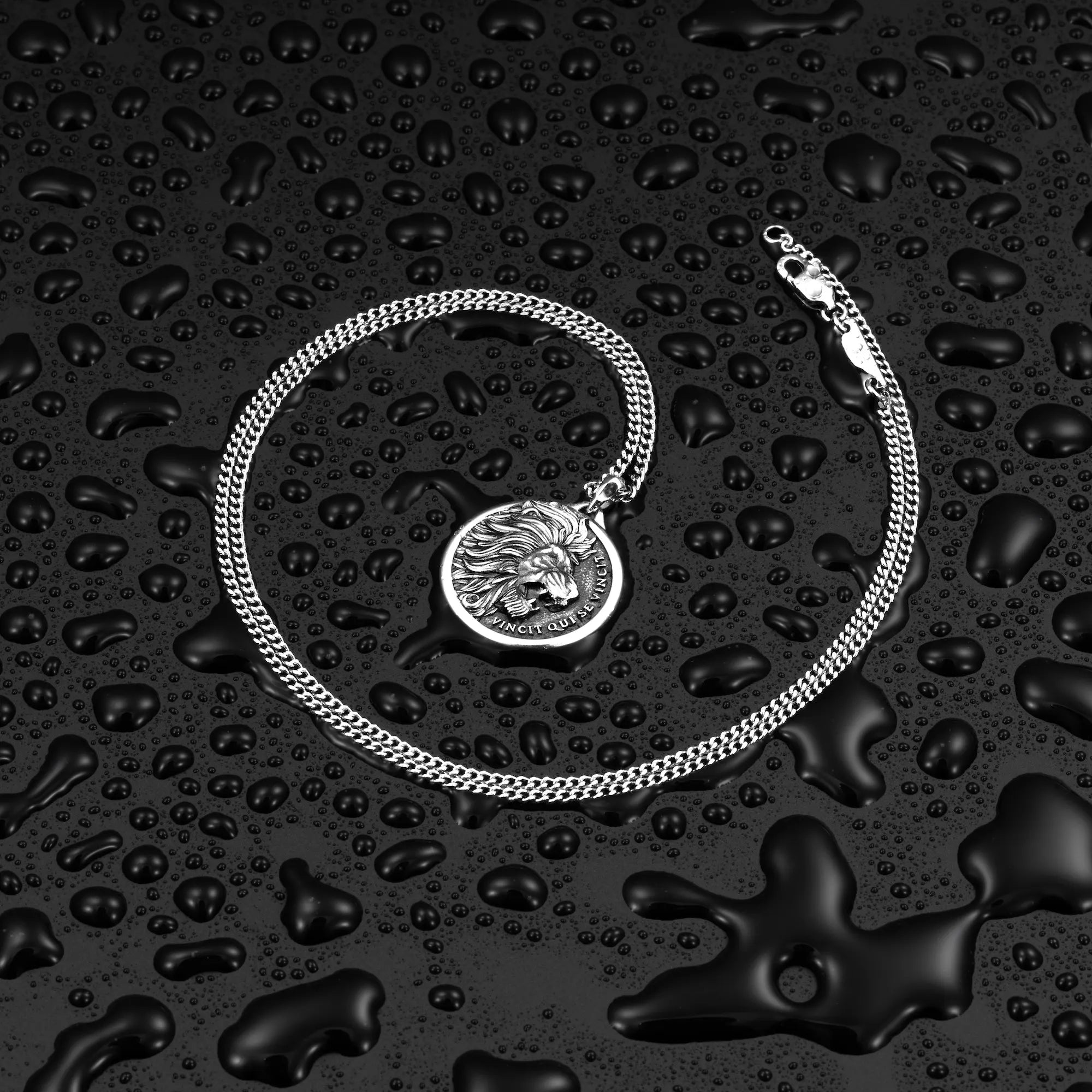 Sterling Silver Lion Pendant Necklace for Men - Strength Symbol