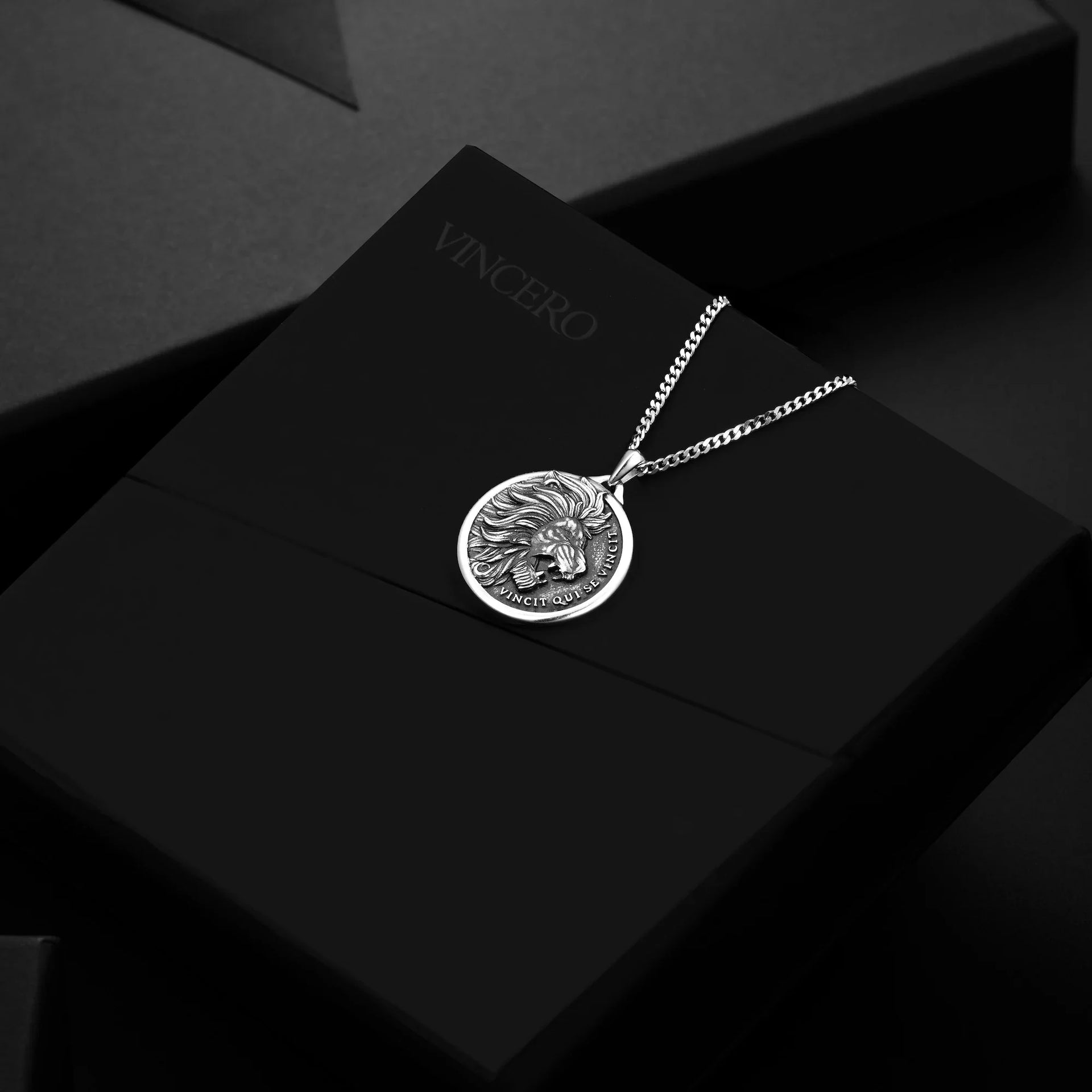 Sterling Silver Lion Pendant Necklace for Men - Strength Symbol