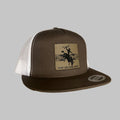 Bull Rider flatbill cap with bowhunting graphics and Yupoong structure.
