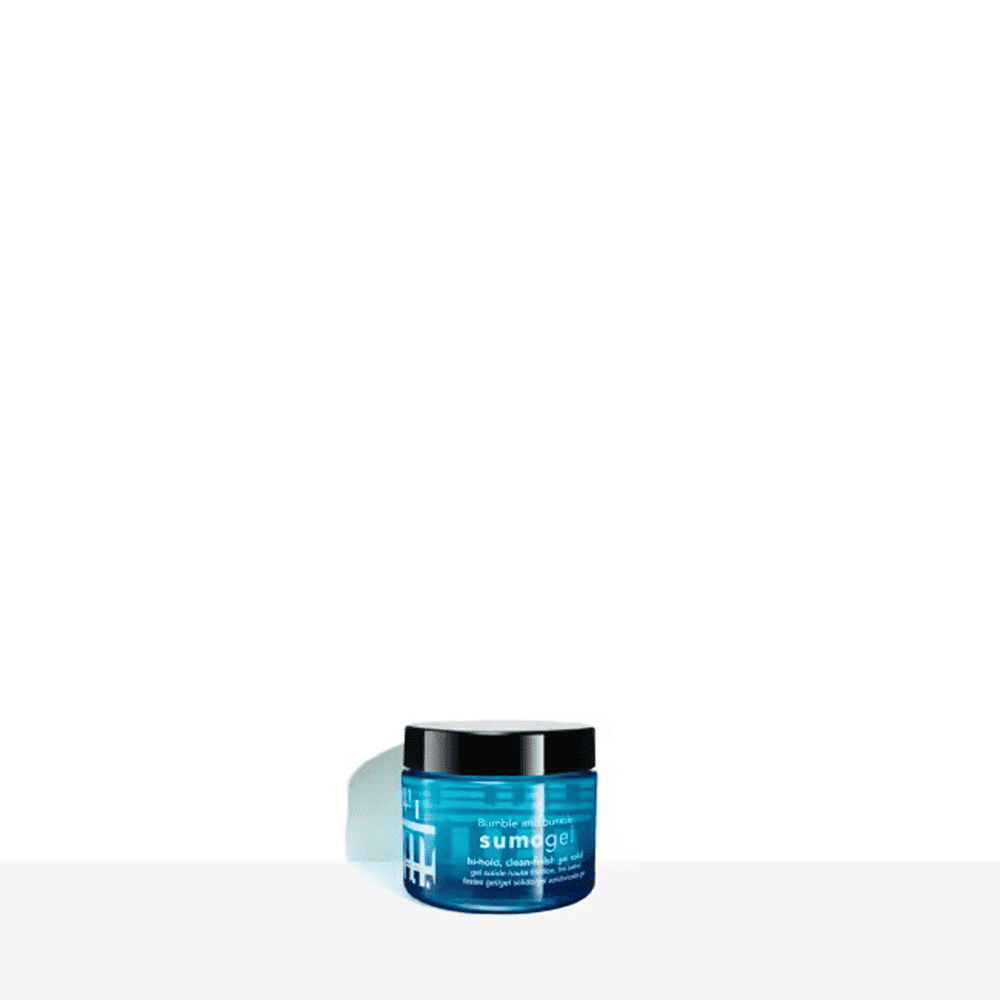 Blue and black container of Bumble and bumble Sumogel firm hold hair gel.
