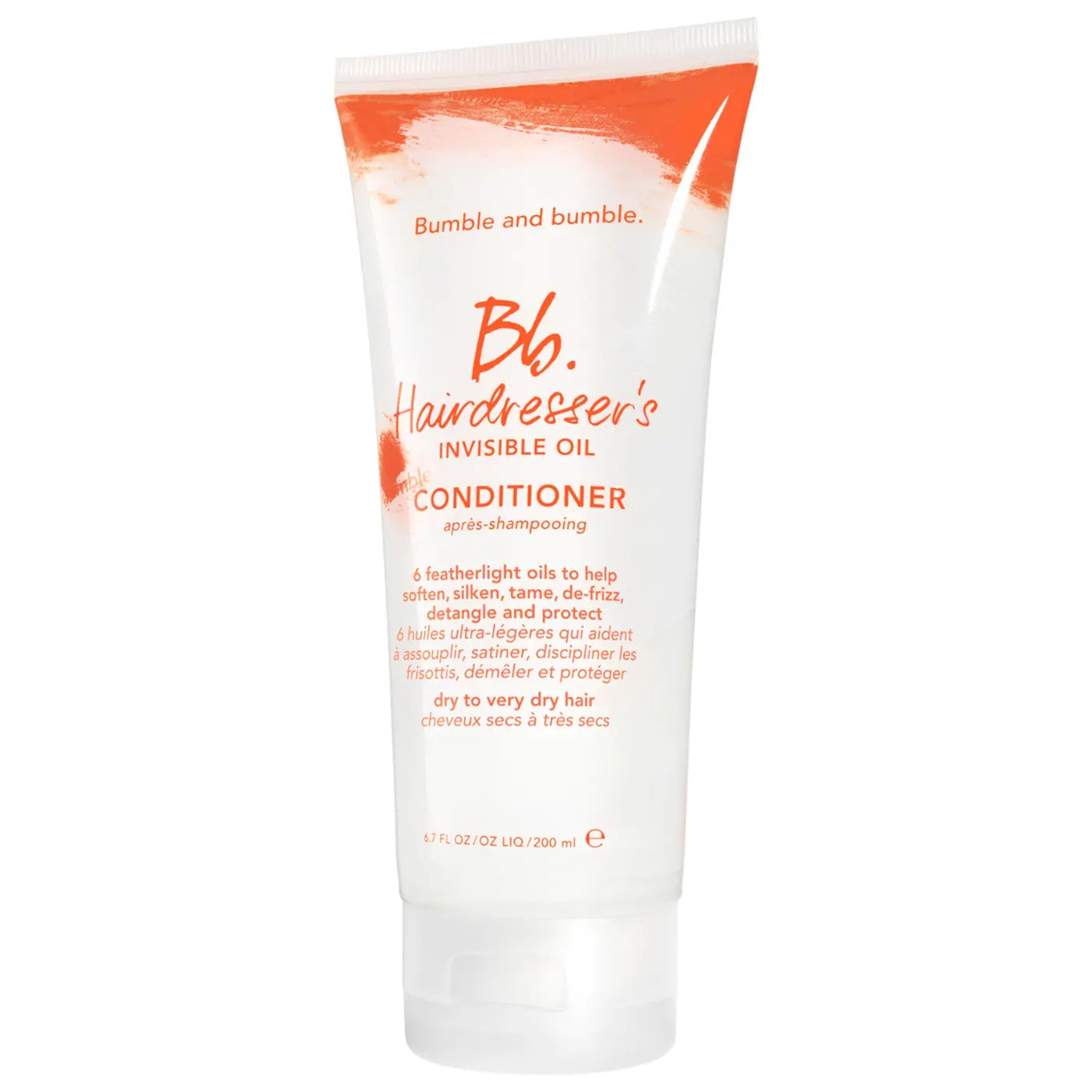 Bottle of Hairdresser's Invisible Oil Hydrating Conditioner with white background and orange typography.
