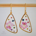 Butterfly Wing Resin Earrings with Pressed Flowers