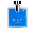 Bvlgari BLV Pour Homme Eau de Toilette bottle in blue and silver, minimalist design.