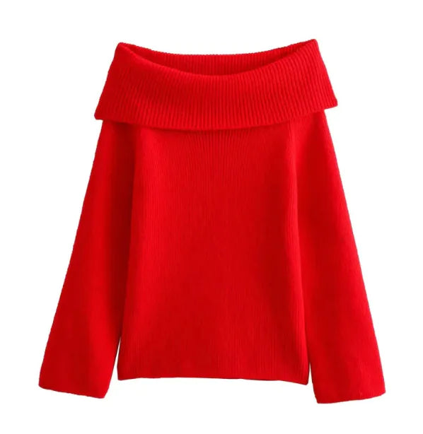 Women's Off-Shoulder Ribbed Knit Pullover Sweater - Image 9