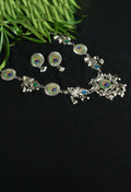 Oxidised silver-plated brass finish long necklace for women