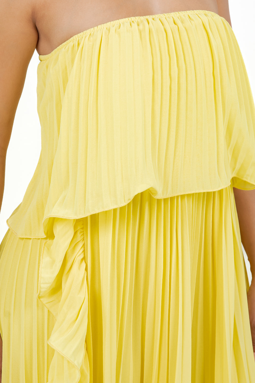 Yellow Chiffon Strapless Maxi Dress | Romantic A-Line Party Gown