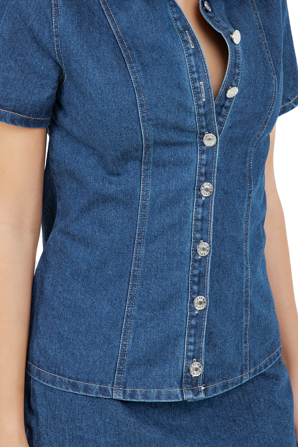 Women Denim Two-Piece Set: Stylish Crop Top and Matching Skirt