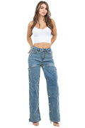 Women's Medium Blue Wide-Leg Denim Pants