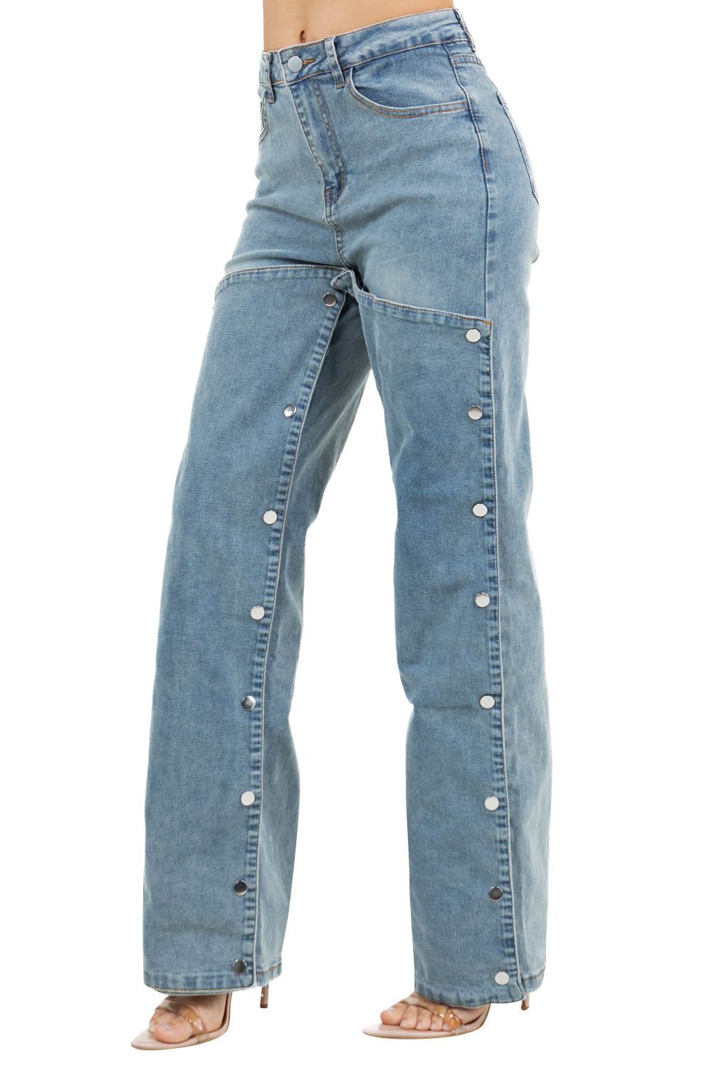 Women's Medium Blue Wide-Leg Denim Pants