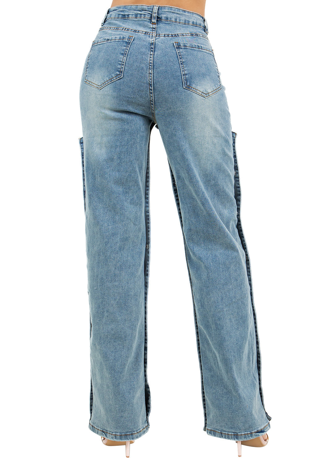 Women's Medium Blue Wide-Leg Denim Pants