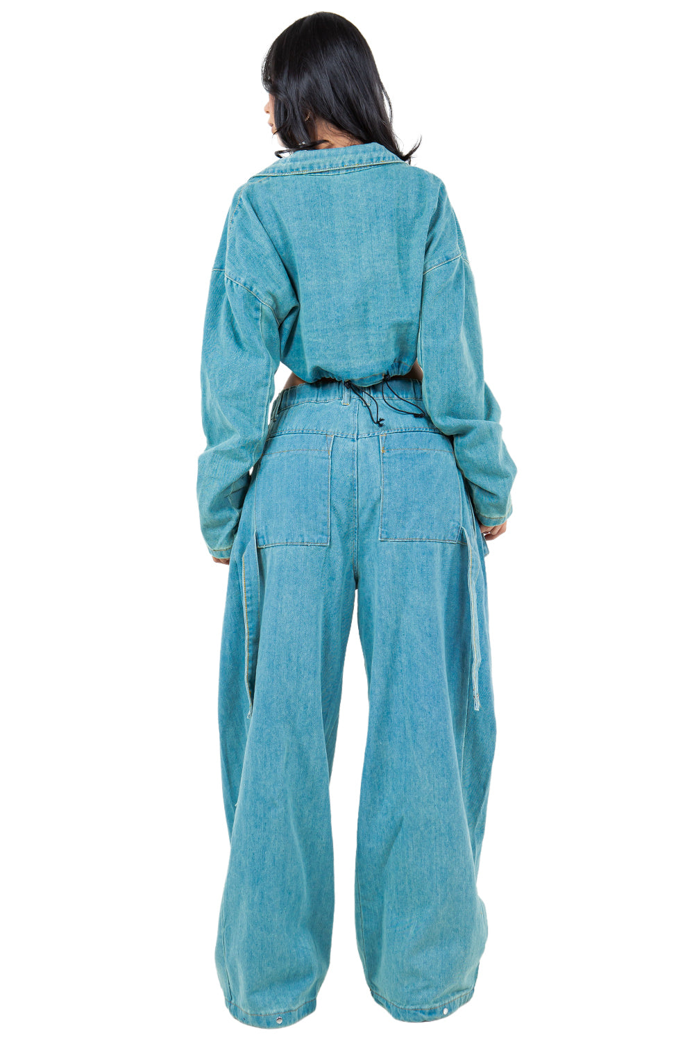 Women's Denim Two Piece Pant Set - Trendy Matching Co-ord Outfit