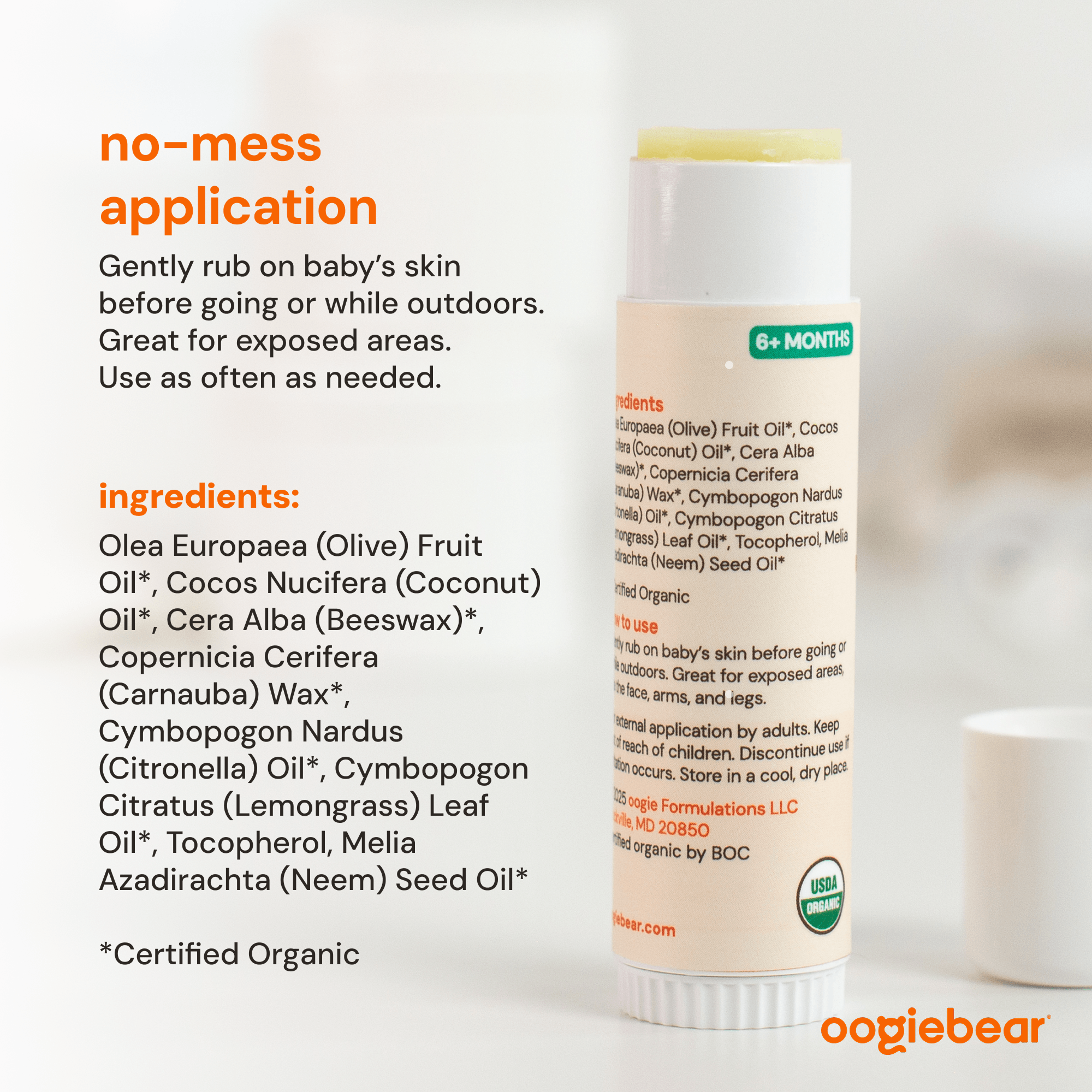 Organic Bug Away Balm with Lemongrass & Citronella for Babies