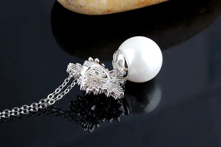 Luxury Snowflake Pearl Zircon Necklace Set in 925 Silver