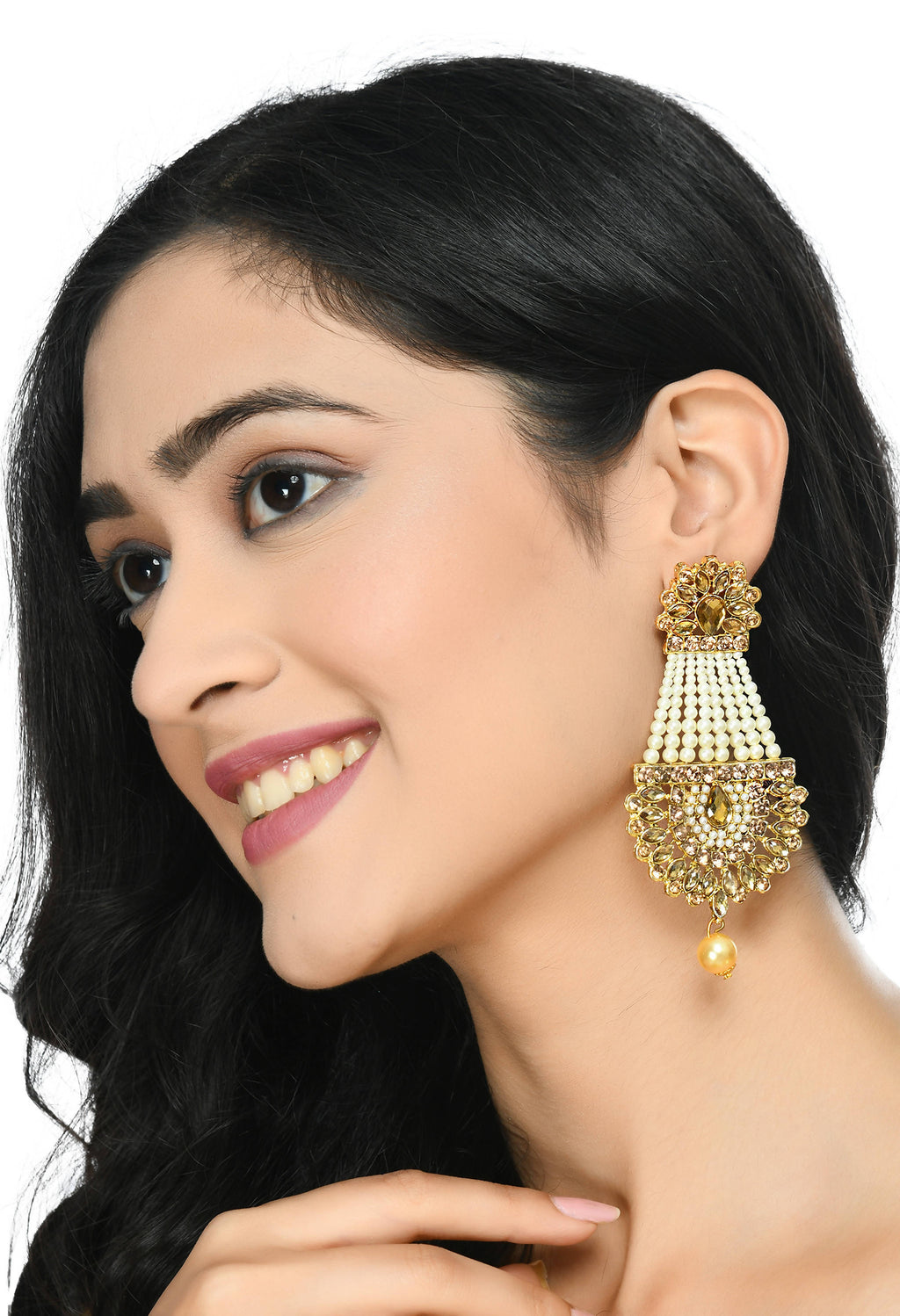 Johar Kamal Kundan and Pearl Work Ethnic Earrings