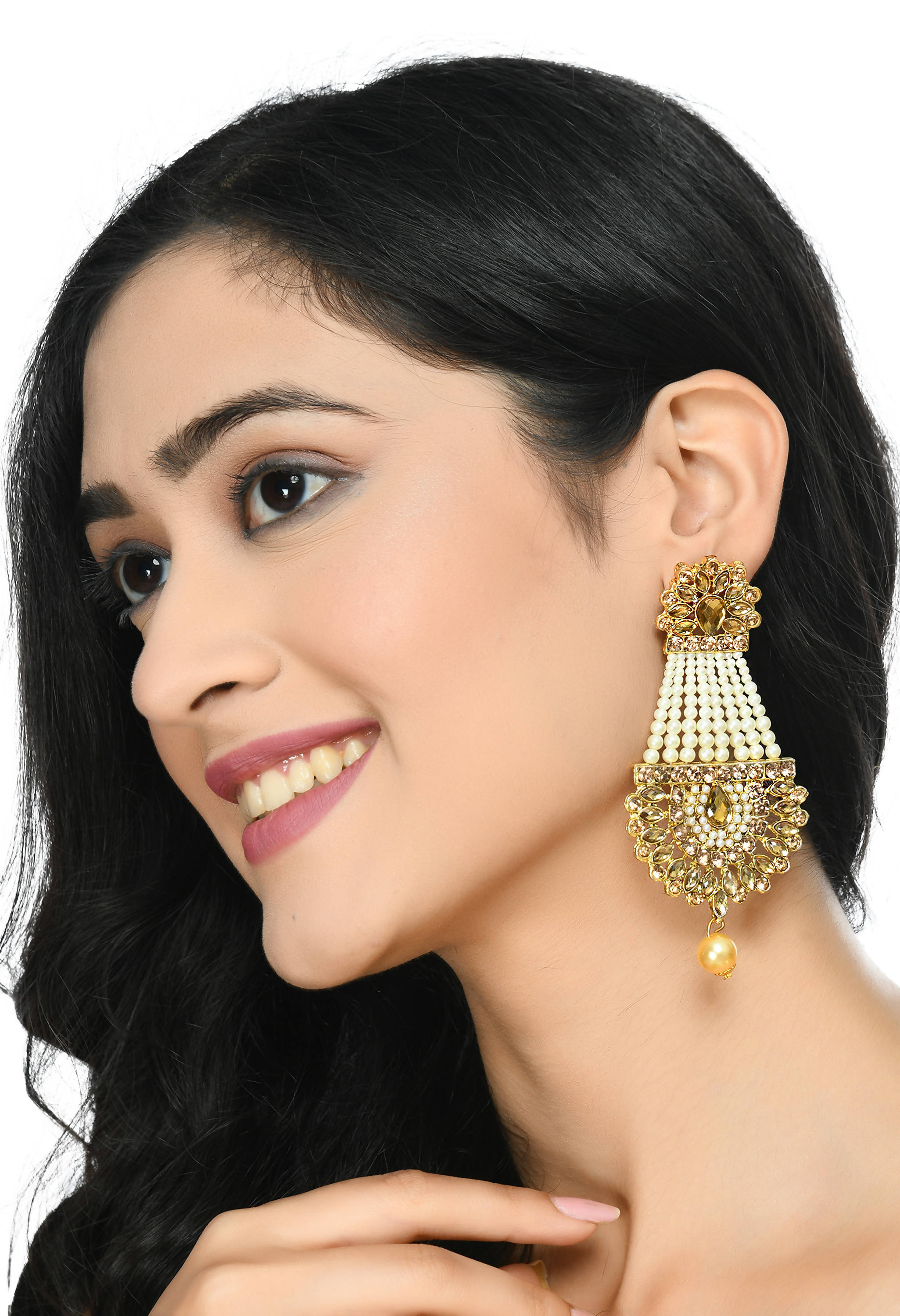 Johar Kamal Kundan and Pearl Work Ethnic Earrings