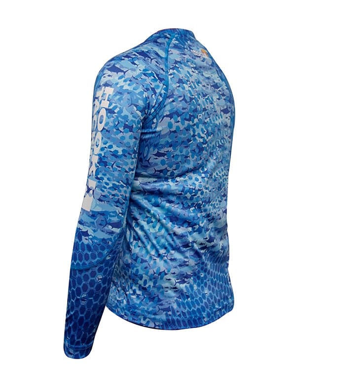 Youth Fishtek UV Long Sleeve Fishing Shirt in Blue - Image 2