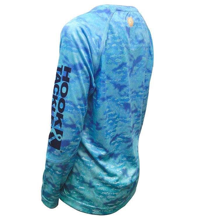 Youth Fish Fractal UV Protection Long Sleeve Fishing Shirt - Image 2