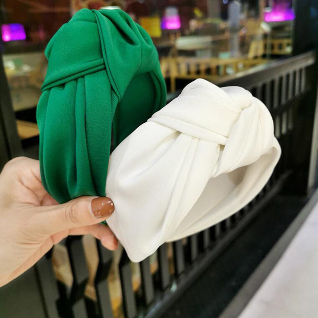 Wide Solid Color Knot Headband for Women - Stylish Hair Accessory - Image 3