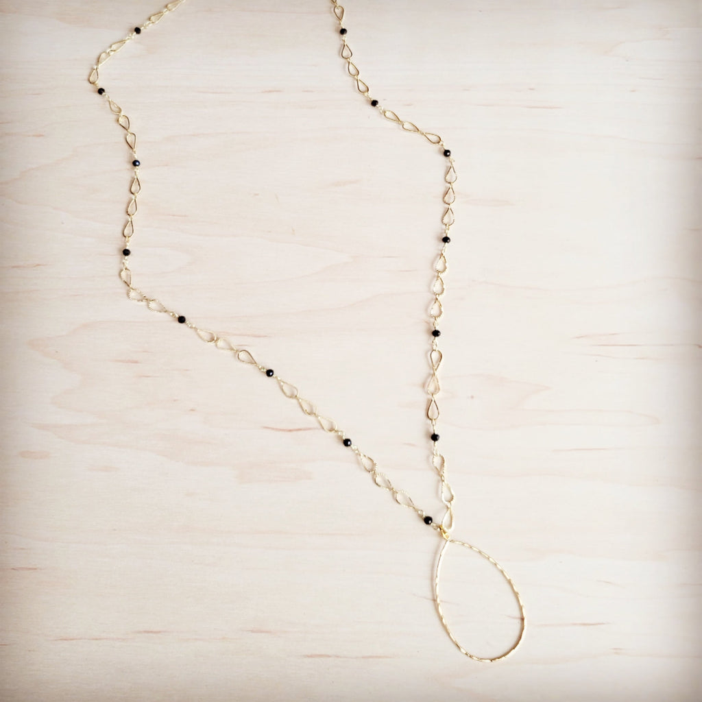 Gold-Tone Infinity Chain Necklace with Black Faceted Beads - Image 4
