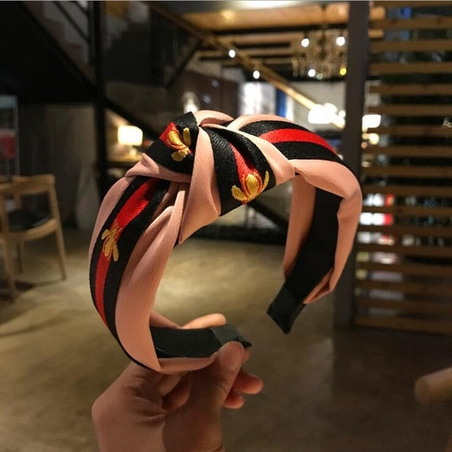 Chic Striped Bee Knot Turban Headband Hair Accessory for Women - Image 10