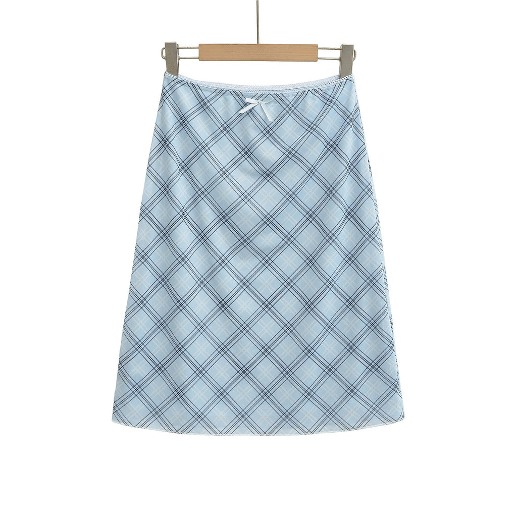 Plaid Hip-Hugging Elastic Waist Midi Skirt for Women - Image 4