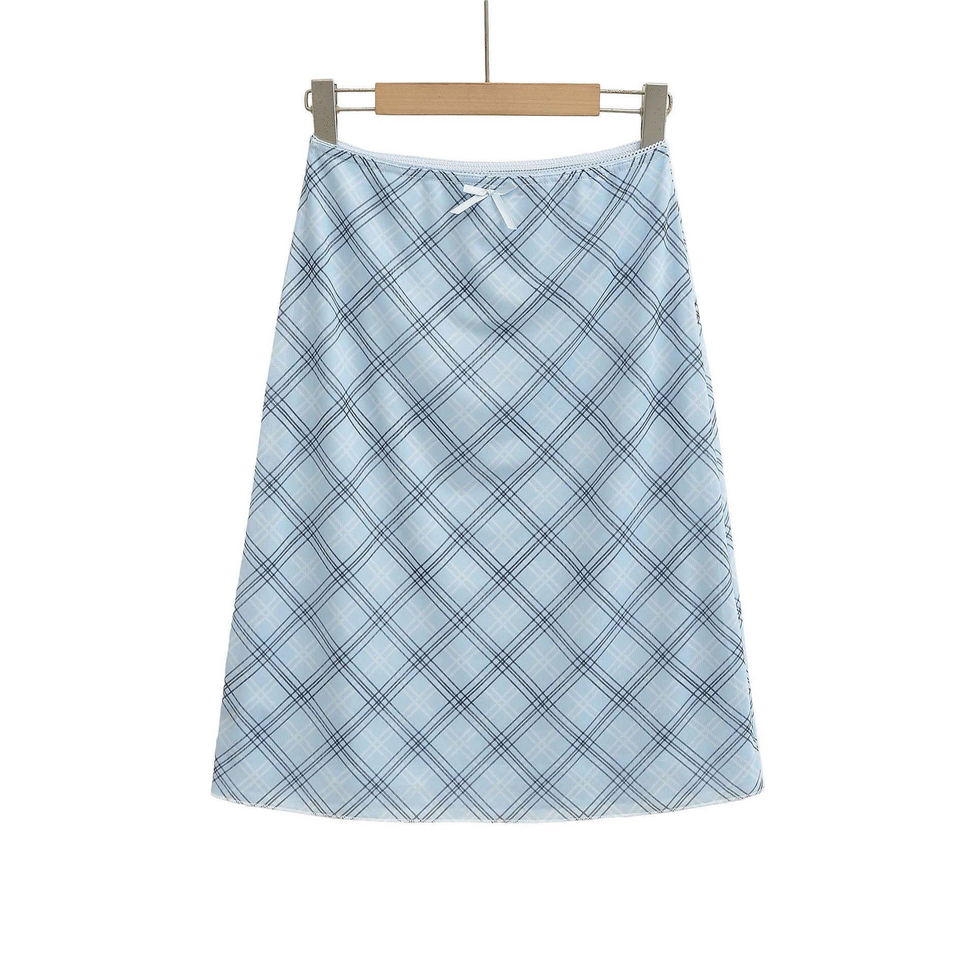 Plaid Hip-Hugging Elastic Waist Midi Skirt for Women - Image 4
