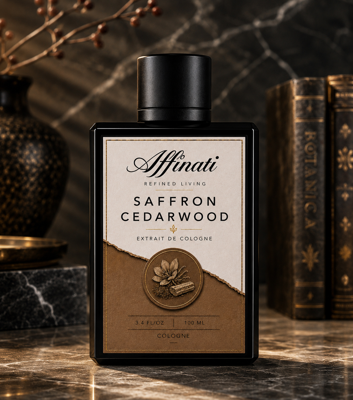Saffron Cedarwood Extrait de Cologne, Luxurious Unisex Scent