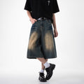 Harajuku Wide Leg Cropped Denim Jeans in Light & Dark Blue - Image 6