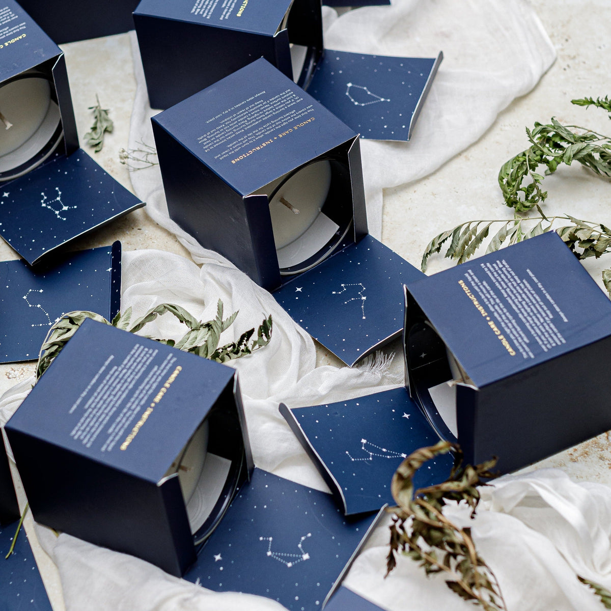 Zodiac Soy Wax Candle - Navy Blue Gold Foil Astrology Gift - Image 2