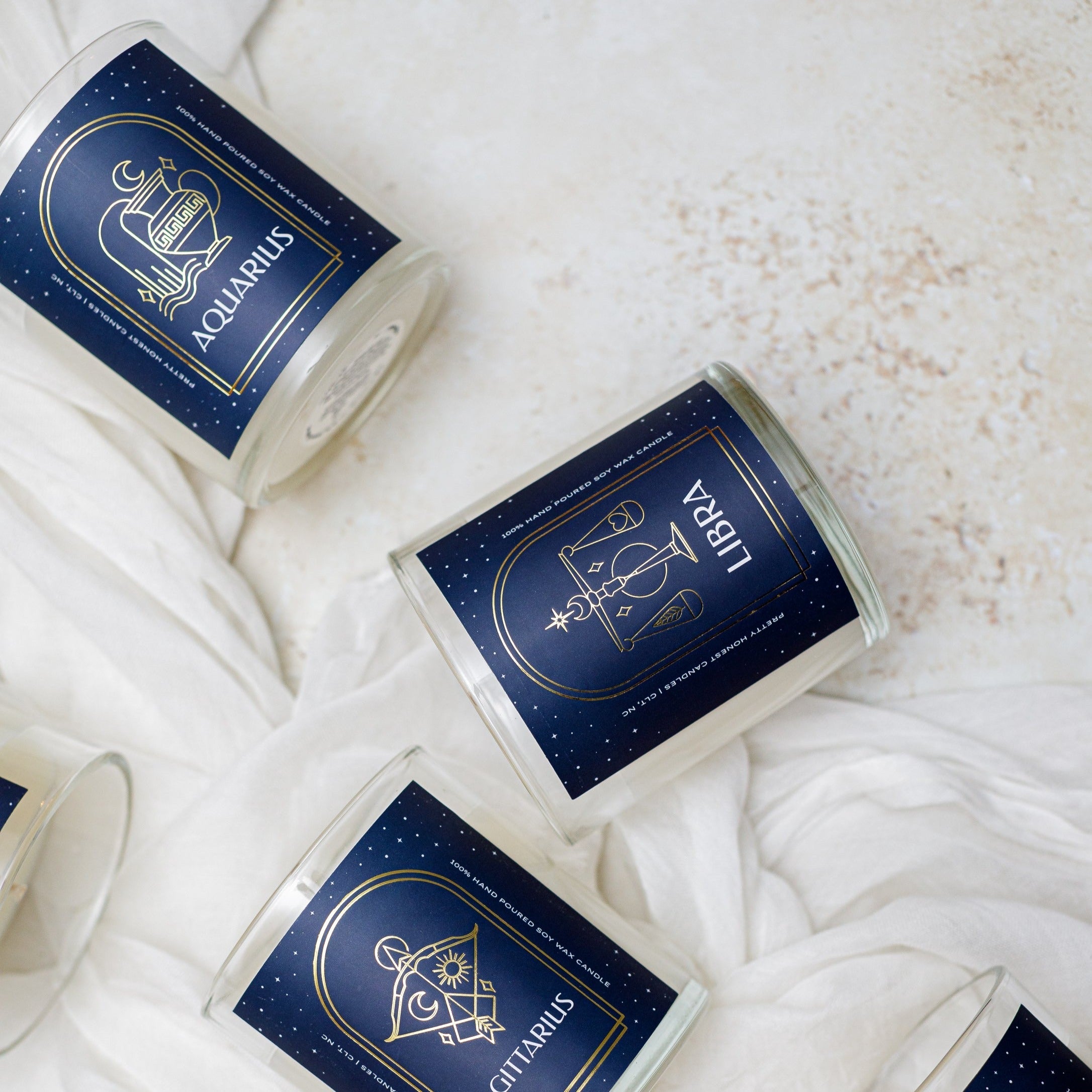 Zodiac Soy Wax Candle - Navy Blue Gold Foil Astrology Gift - Image 4