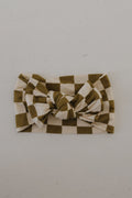 Bamboo Head Wrap | Olive Checkerboard
