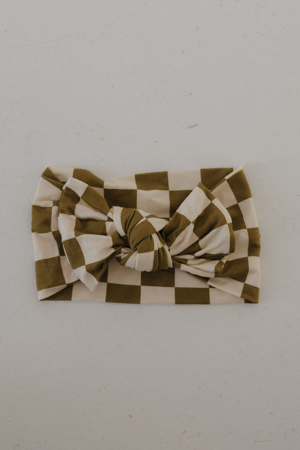 Bamboo Head Wrap | Olive Checkerboard