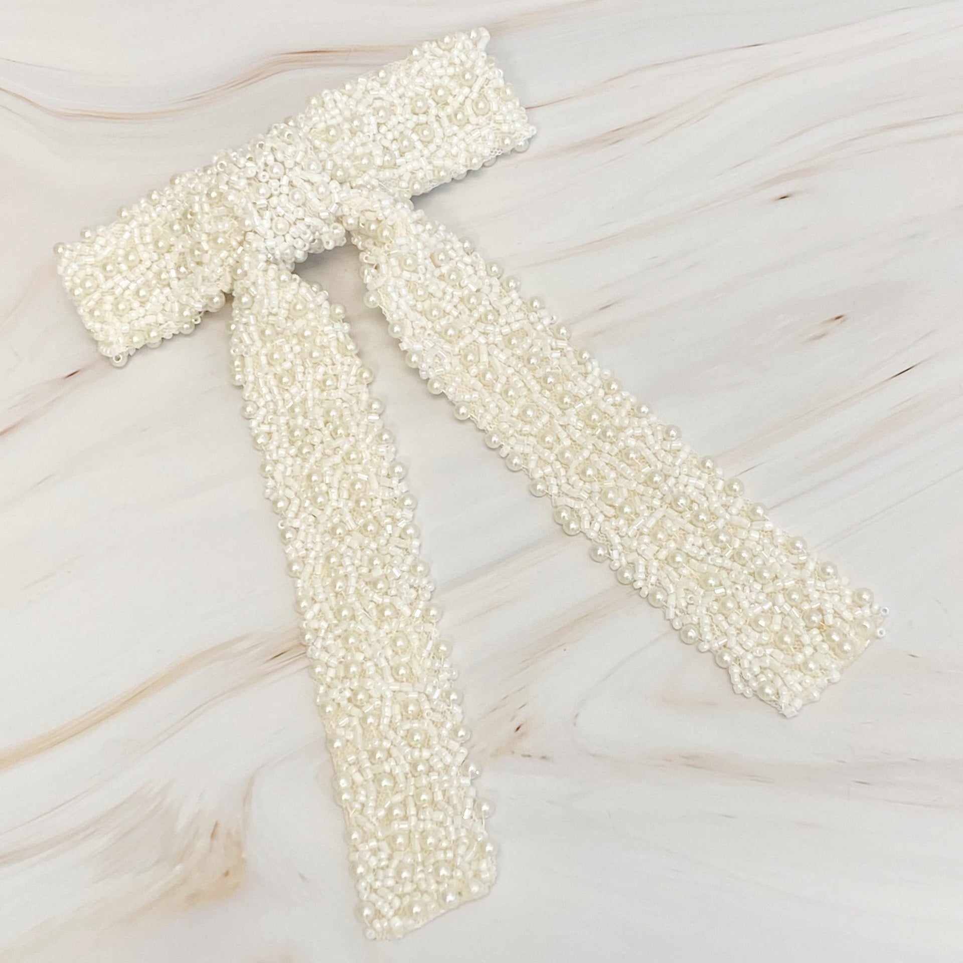 Luxe Beaded Pretty Bow Hair Clip