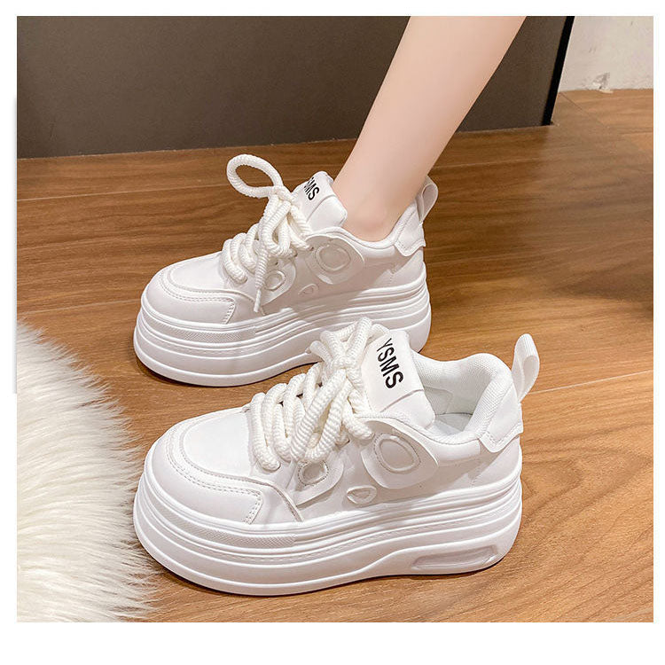 Women Thick Soled Panda Platform Sneakers White and Black - Image 6